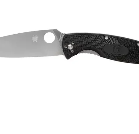 Spyderco Resilience Lightweight C142PBK preklopni nož otvoren, satiniranog sečiva od 8Cr13MoV čelika sa okruglim otvorom za palac i crnom teksturisanom FRN drškom, prikazan iz profila na beloj pozadini